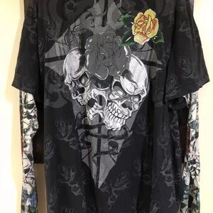 Vintage Y2K Imperious Delf Trading Long Sleeve Sweatshirt Skull Rose Snake XXL